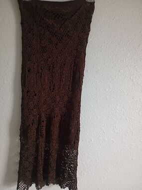 Brown Crochet Maxi Skirt
